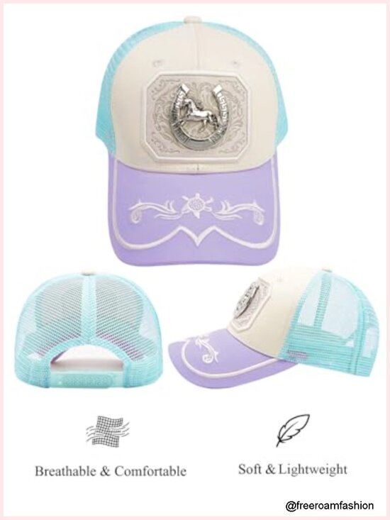 PU Leather Cowboy Trucker Hat with Metal Horse Detail Western Snapback main image 5